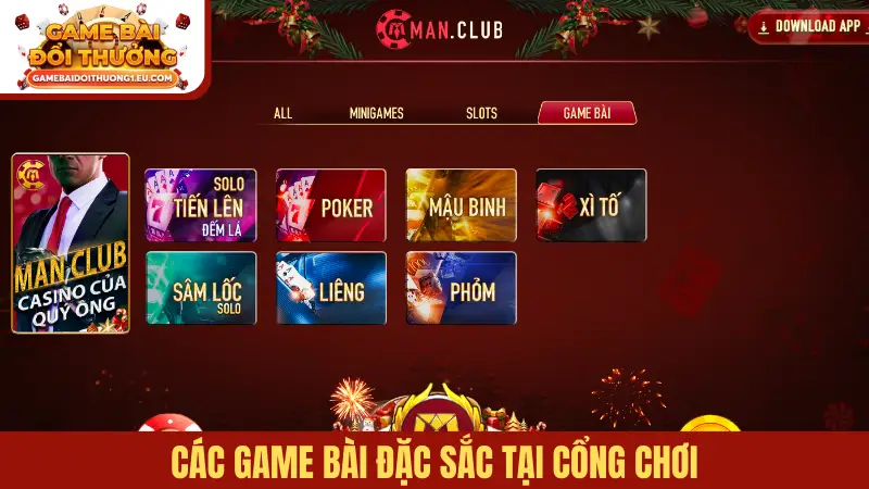 Các game bài đặc sắc tại cổng chơi
