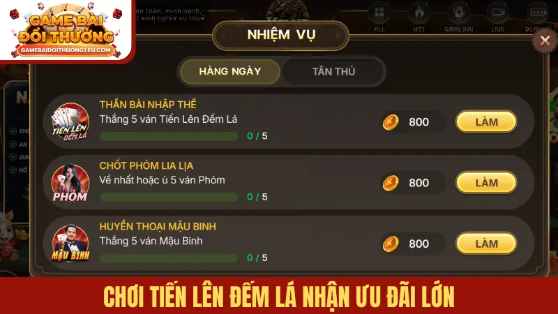 Chơi tiến lên đếm lá nhận ưu đãi lớn