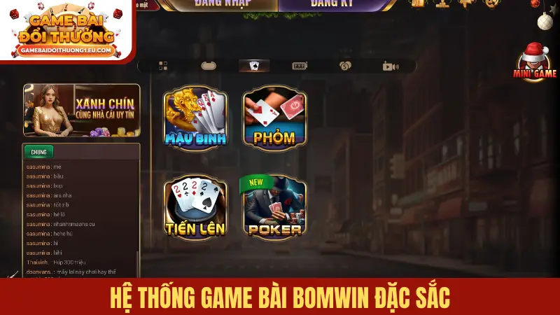 Hệ thống game bài Bomwin đặc sắc