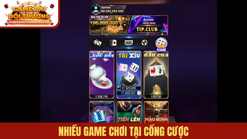 Nhiều game chơi tại cổng cược