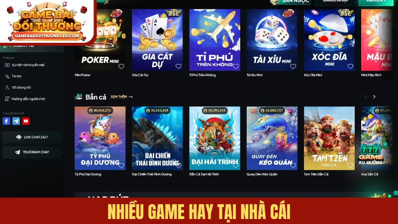 Nhiều game hay tại nhà cái