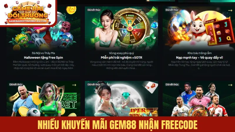 Nhiều khuyến mãi Gem88 nhận freecode