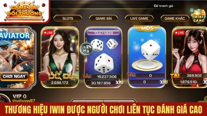 Thương hiệu Iwin được người chơi liên tục đánh giá cao